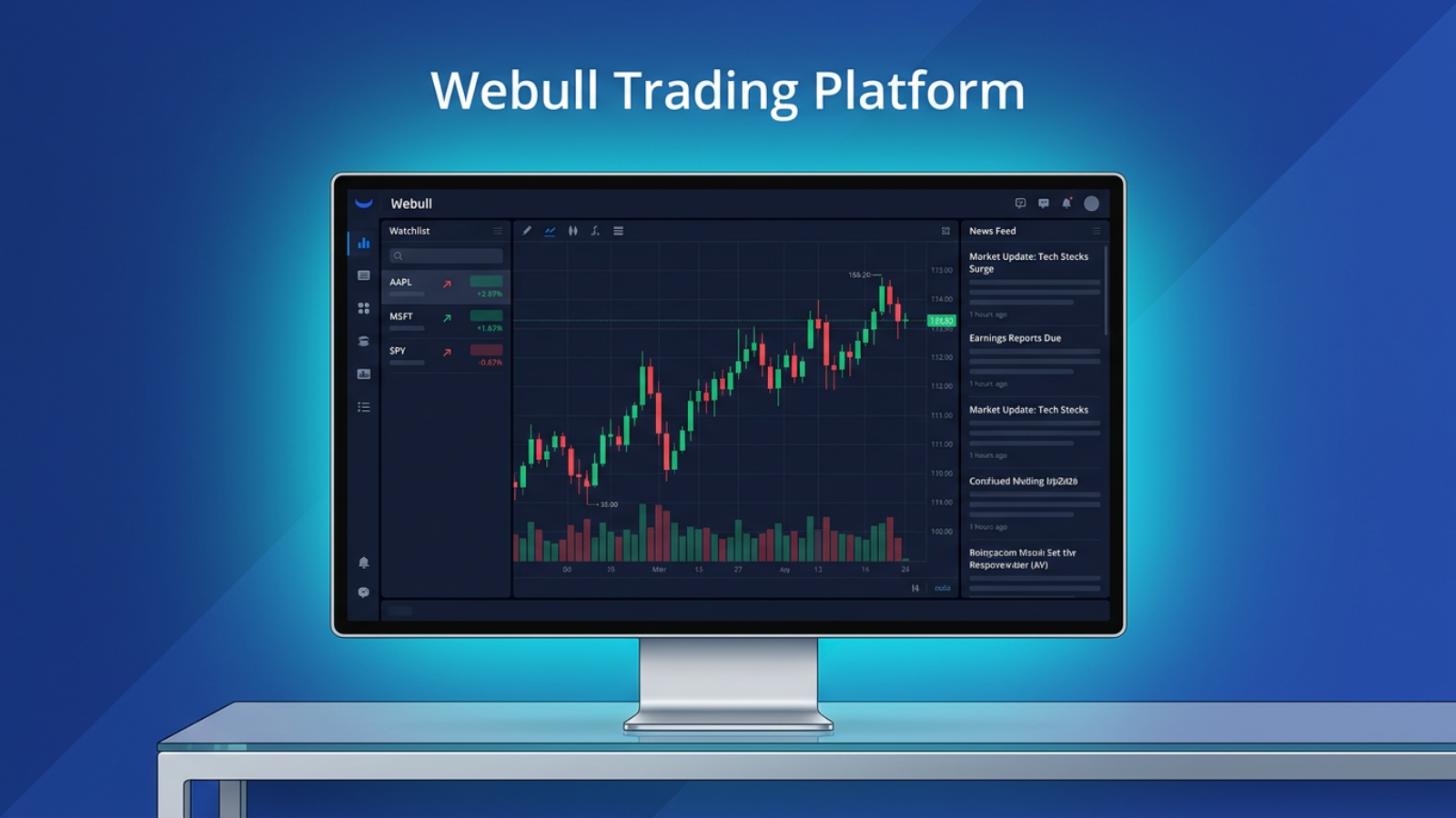 webull trading platform candlestick chart interface