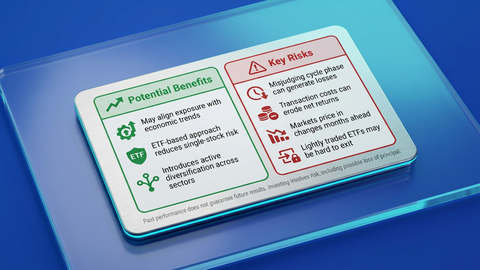 sector rotation benefits vs risks comparison card