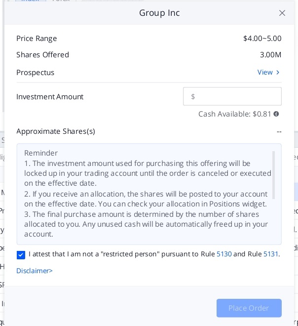 How to place an IPO order? ull